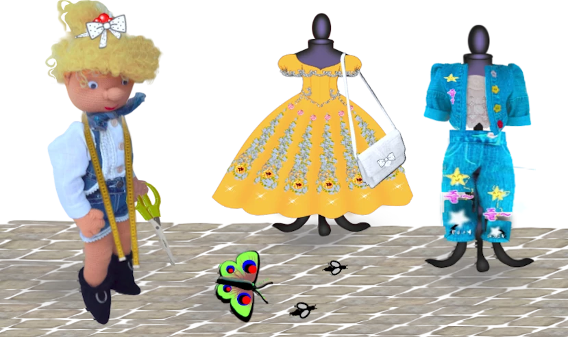 Mari-Mari,muñeca de rapo, diseñadora de moda